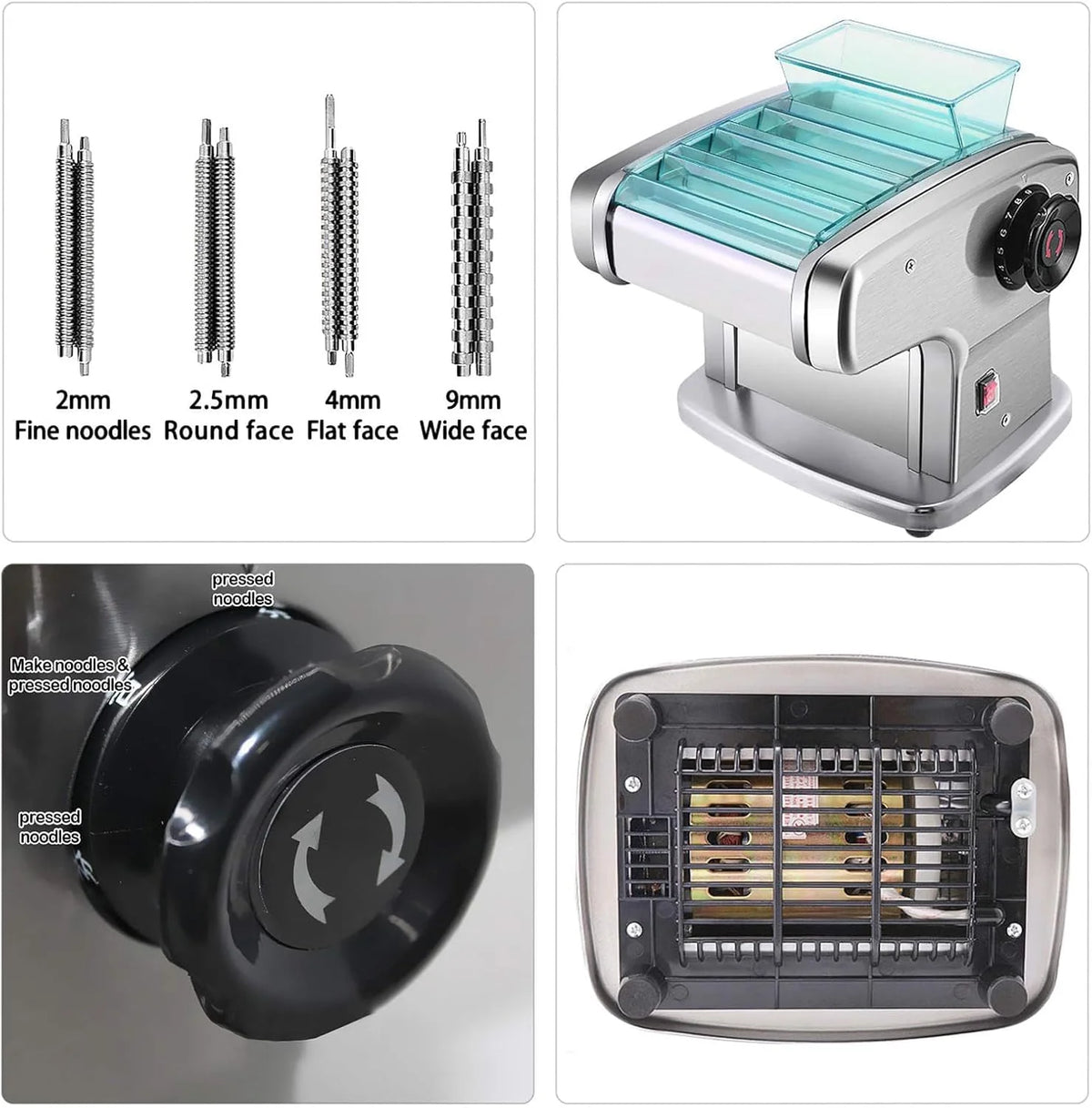 Komercyjna maszynka do ciasta makaronowego, automatyczna elektryczna maszyna do makaronu, 135 W, grubość 1-4 mm, wielofunkcyjna maszyna do robienia makaronu, z pokrowcem ochronnym