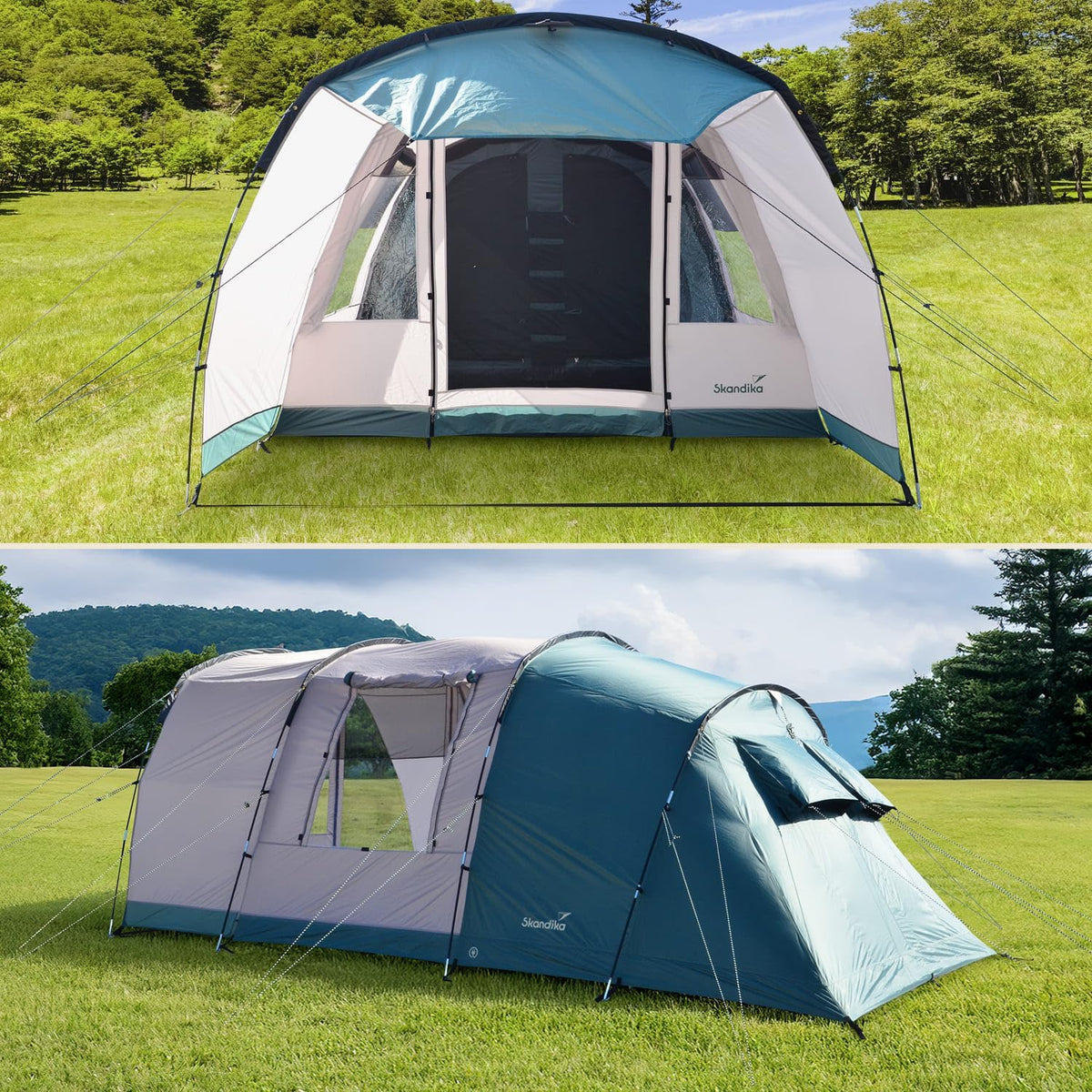 Skandika Namiot tunelowy Hafslo Sleeper Protect, 4/5 osób, wodoszczelny, wszyta podłoga namiotu, 5000 mm słupa wody, przedsionek i ciemna kabina do spania, namiot rodzinny