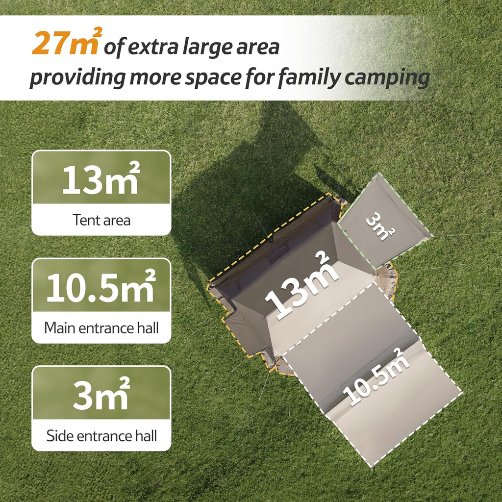 Naturehike Village namiot rodzinny, 13,0 ㎡, namiot typu pop-up, namiot domowy, kemping, namiot kempingowy dla 4-6 osób, duży namiot tunelowy o wodoodporności 2000 mm słupa wody