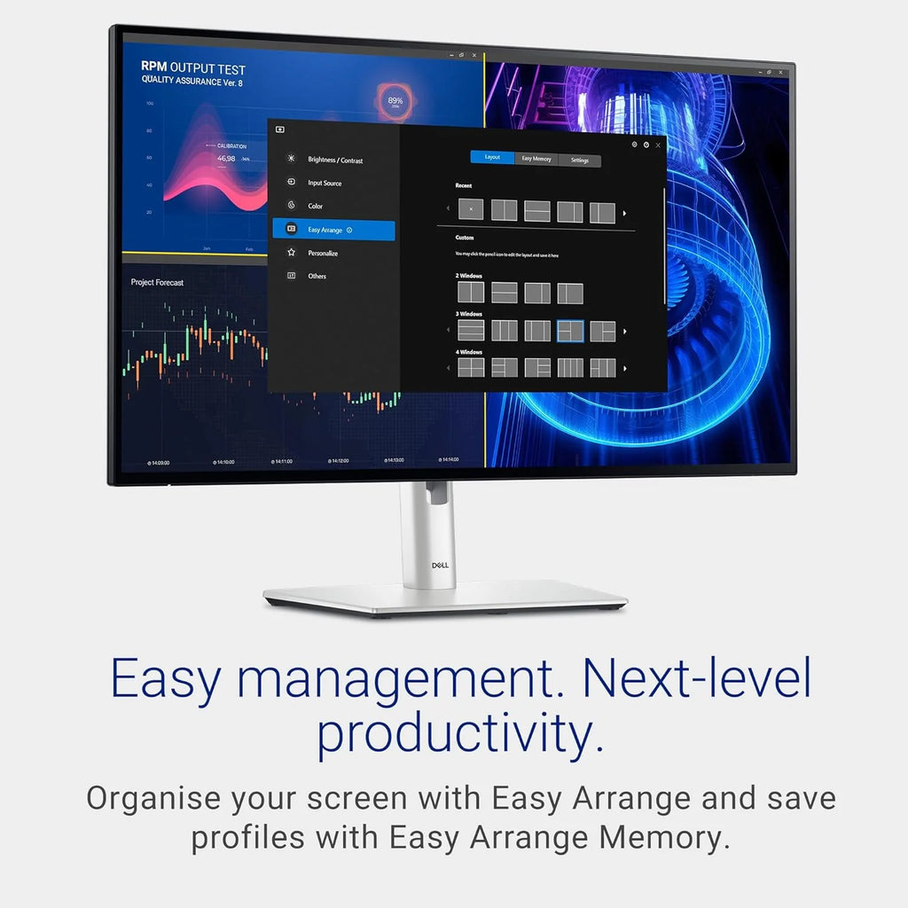 Dell U2724D UltraSharp 27-calowy monitor QHD (2560 x 1440), 120 Hz, IPS Black, 5 ms, 98% DCI-P3, 2X USB-C, 2X DisplayPort, HDMI, 3 x USB, srebrny