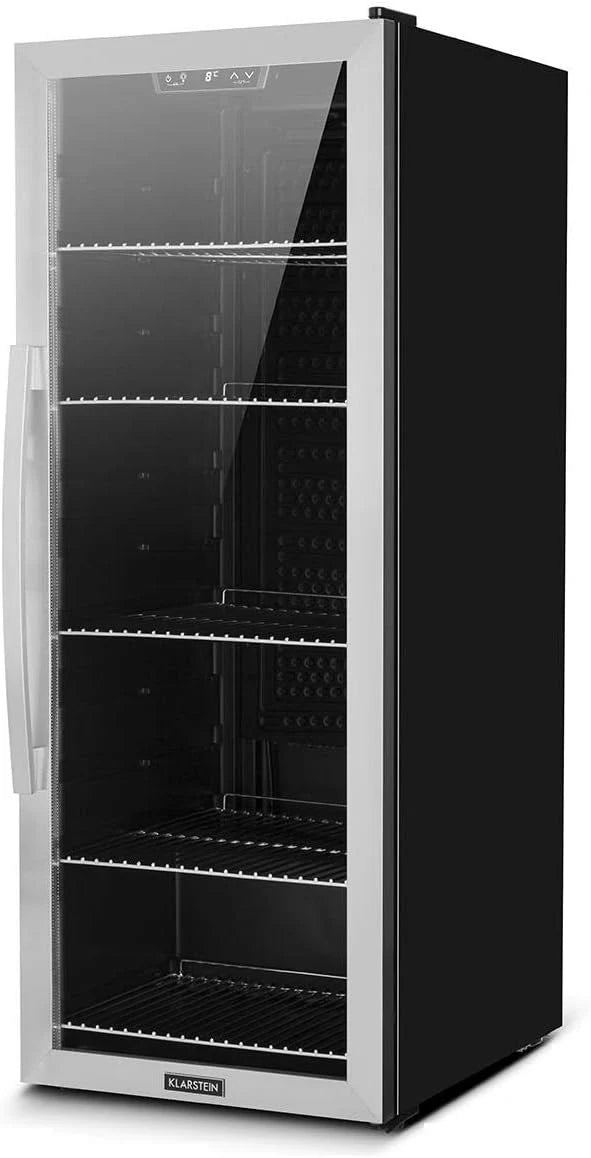 Klarstein Beersafe XL lodówka na napoje - szklane drzwi, oświetlenie wewnętrzne LED, stal nierdzewna, 201 l, srebrna