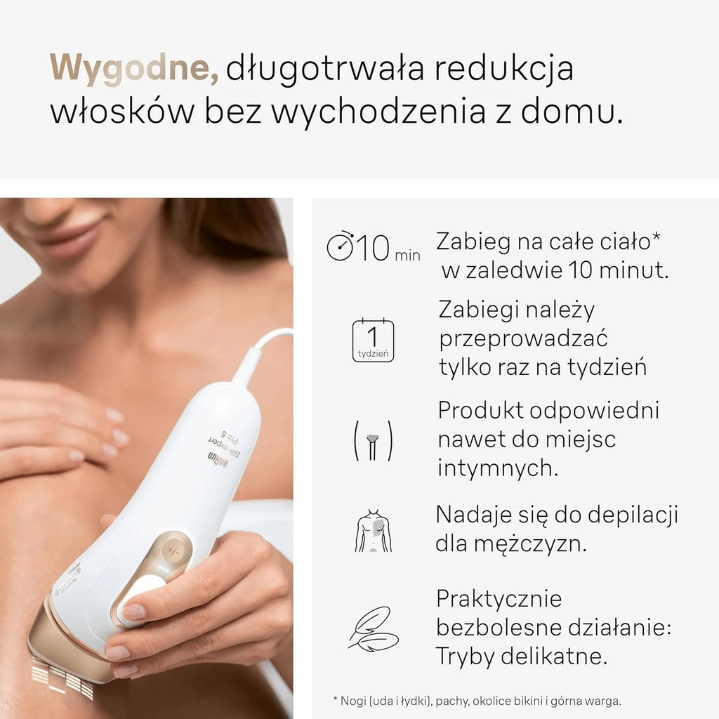 Braun Silk-Expert Pro 5 PL5356 IPL, usuwania owłosienia w warunkach domowych, alternatywa dla depilacji laserowej, w zestawie saszetka, golarka Venus, 4 głowice, prezent dla kobiet, biały/złoty
