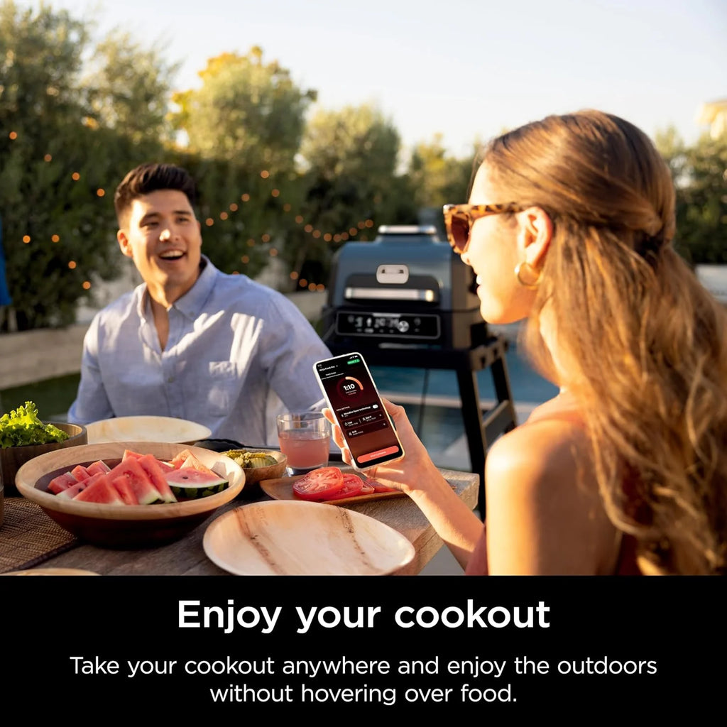 Grill i wędzarnia zewnętrzna Ninja Woodfire Pro XL 2026, termometr, grill Master 4 w 1, wędzarnia BBQ, frytkownica powietrzna na zewnątrz, piekarnik, przenośny, grill elektryczny, ciemnoszary, model OG850