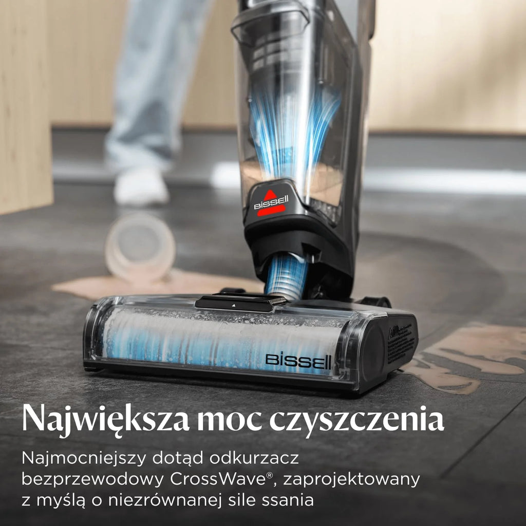 BISSELL CrossWave OmniForce, Odkurzacz Bezprzewodowy Mokro i Sucho, Odkurzanie i Mycie lub tryb Wyłącznie Odkurzania, Odkurzacz Piorący o Wysokiej Mocy, 240m² Czyszczenia Wielopowierzchniowego, 3912N