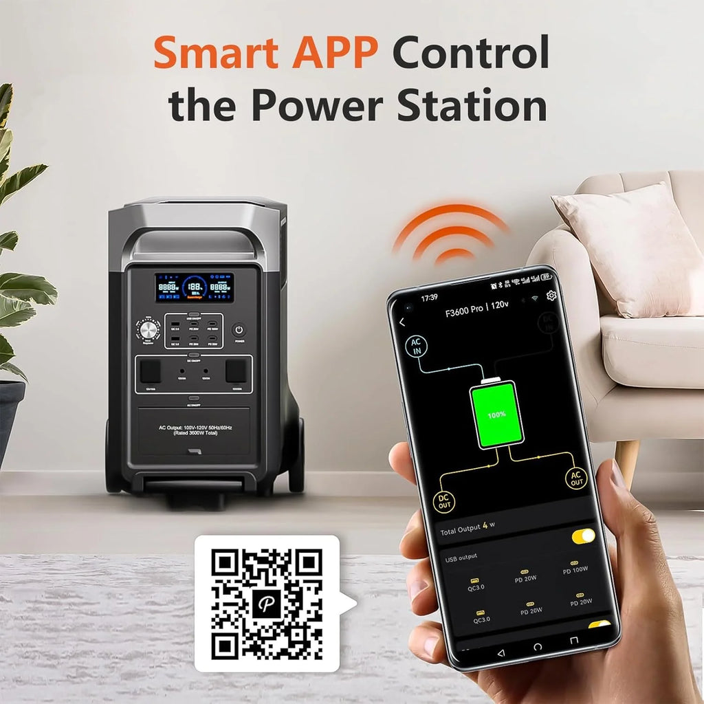 FOSSiBOT F3600 Pro Generator z panelem solarnym 420 W, przenośne zasilanie LiFePO4 3840 Wh, 3 x 230 V AC 3600 W (szczyt 7200 W), generator burzowy, oświetlenie LED do biwakowania, kampera, awarii