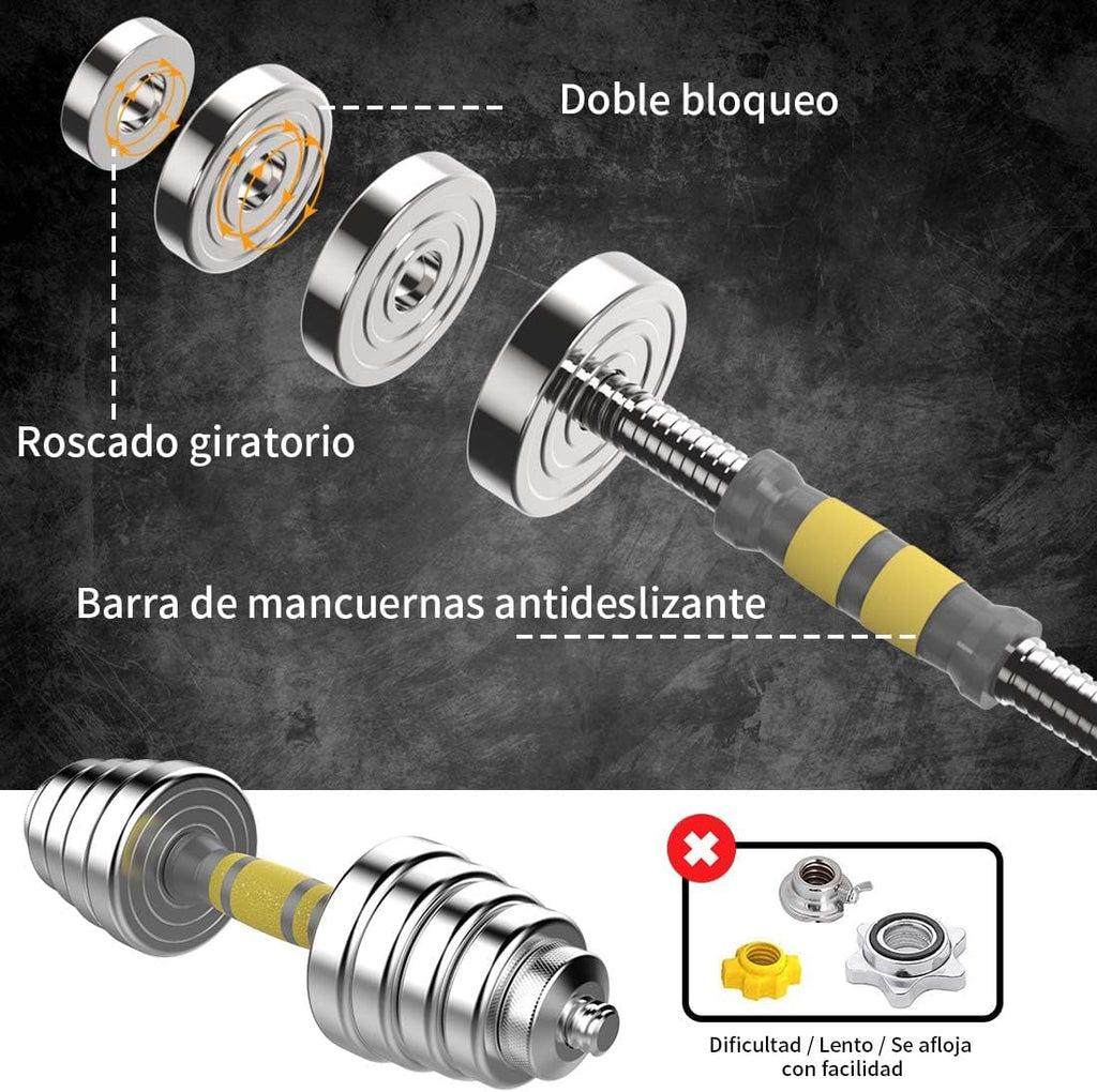 PHOEROS Zestaw regulowanych hantli 20/30/40kg,krótkie hantle długie hantle kettlebell 3 w1,para stalowych hantli z drążkiem łączącym do fitnessu,treningu w domu,sprzęt sportowy dla kobiet i