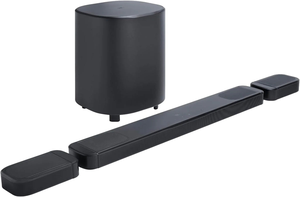 JBL Bar 1300 MK2 – 11.1.4-kanałowy soundbar Bluetooth do telewizora z odłączanymi głośnikami, 8-calowym subwooferem, Dolby Atmos i DTS:X, HDMI eARC, Wi-Fi, PureVoice 2.0 i MultiBeam 3.0, czarny