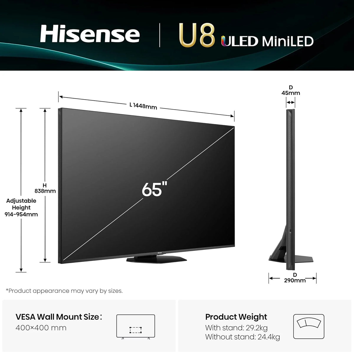 Hisense 50A7KQ QLED VIDAA Smart TV, telewizor 50 cali, z technologią Quantum Dot Colour, 60 Hz VRR, Dolby Vision, Bluetooth i HDMI, udostępnianie na telewizorze, Alexa wbudowana (2023)