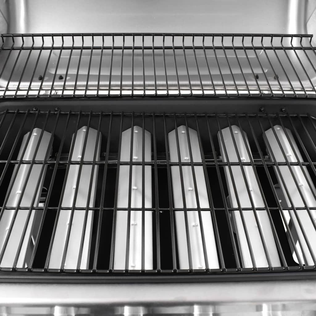 Grill gazowy VidaXL z 6 palnikami, czarno-srebrny