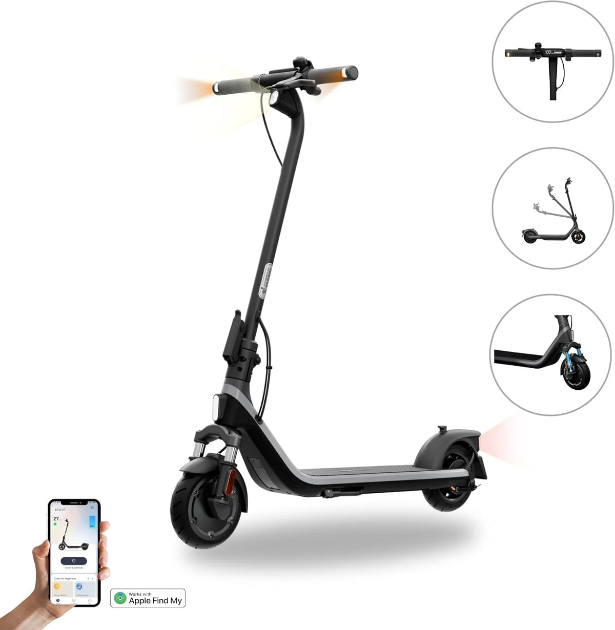 Segway-Ninebot E2 D II – E hulajnoga z dopuszczeniem do ruchu drogowego, z zawieszeniem i kierunkowskazem, moc 20 km/h, moc 450 W, zasięg 25 km, nośność 90 kg, hulajnoga elektryczna dla dorosłych,