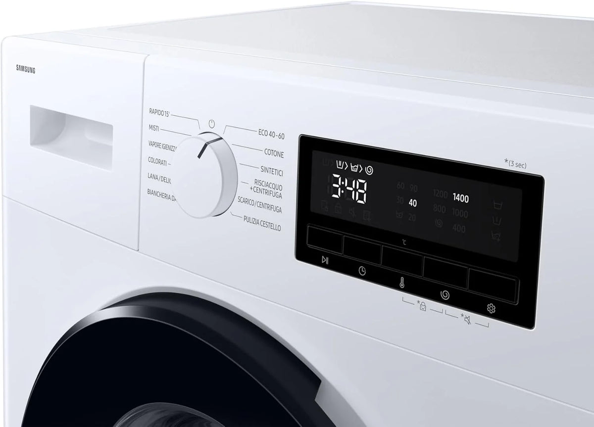 Samsung Pralka serii 3000 WW90FG3M05AWET wolnostojąca, 9 kg, Wi-Fi, szybkie pranie, para, dezynfekcja, ładowanie z przodu, 59,5 l x 85 h x 52p