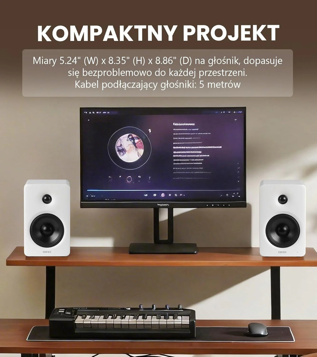 Edifier M90 Głośniki półkowe, 100W RMS Lauta Stacjonarne, Hi-Res Audio, LDAC, Bluetooth 6.0 Lauta Kompaktowe, HDMI eARC/USB-C/AUX Wejście, SUB OUT Lauta Zasilane, Stereokontrolka do TV/PC - biały