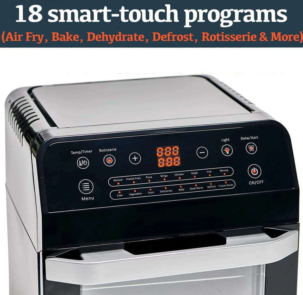 Yedi Total Package Air Fryer Oven XL, 12 litrów, zestaw akcesoriów Deluxe, przepisy kulinarne, bez BPA, automatyczne wyłączanie, kolor czarny