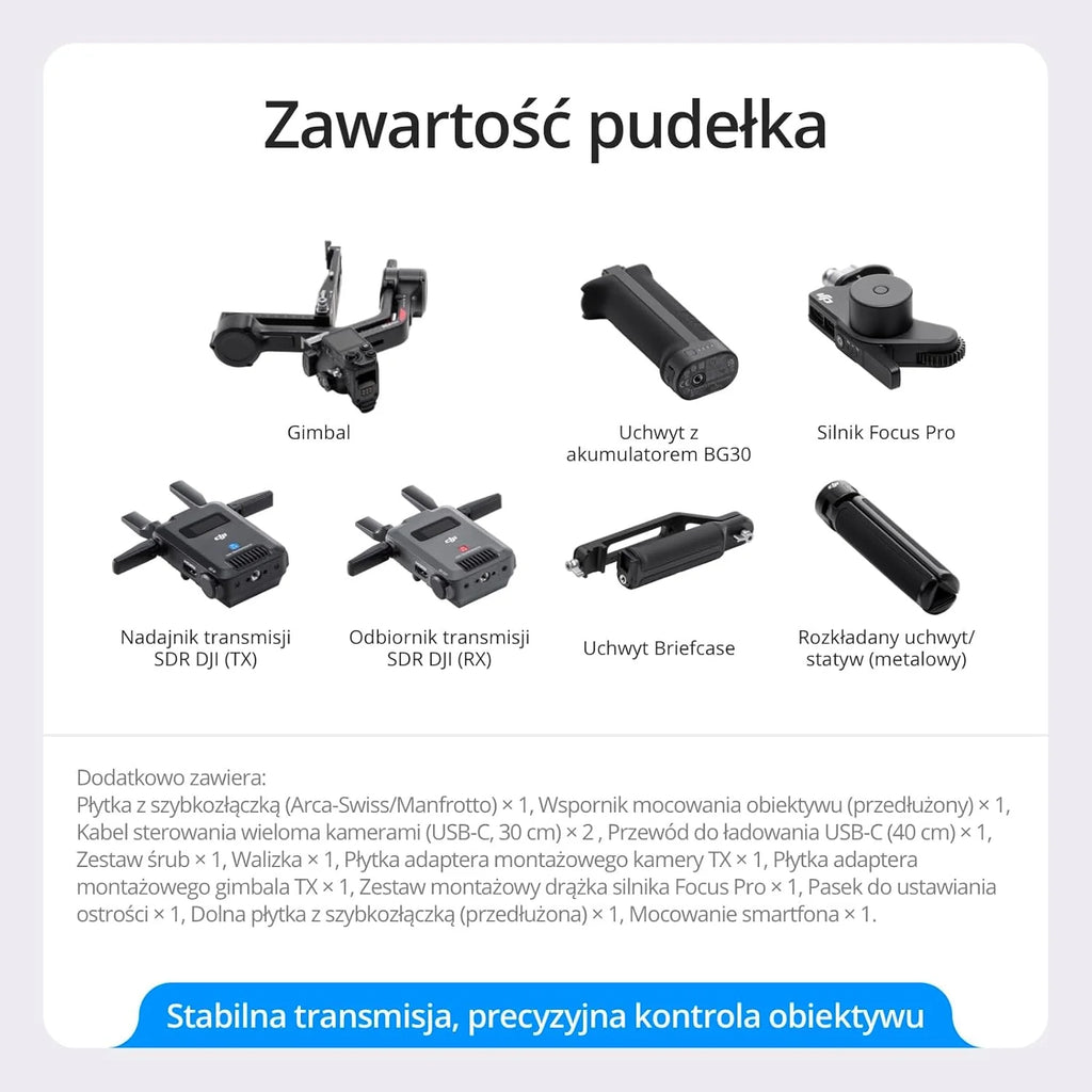 DJI RS 4 Pro Combo (2026), 3-osiowy Stabilizator gimbala do lustrzanek i kamer Canon/Sony/Panasonic/Nikon/Fujifilm, natywne nagrywanie w pionie, 4,5 kg/10 lbs udźwigu, transmisja SDR