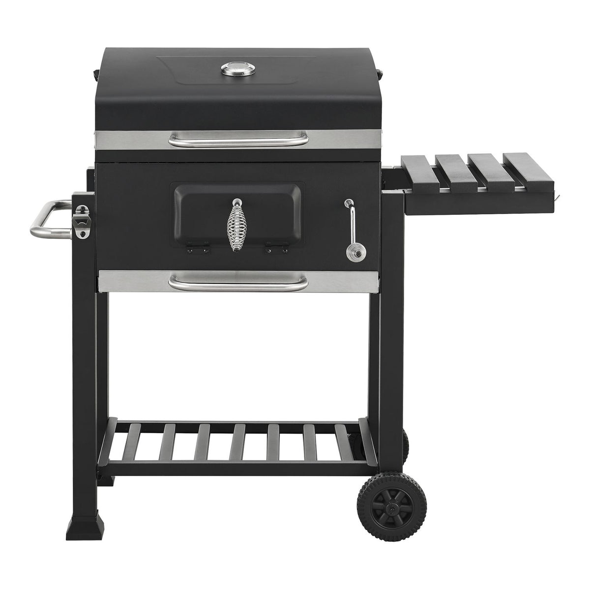 Grill węglowy Arnad z 3 stalowymi półkami 105x114x48cm - czarny [casa.pro]