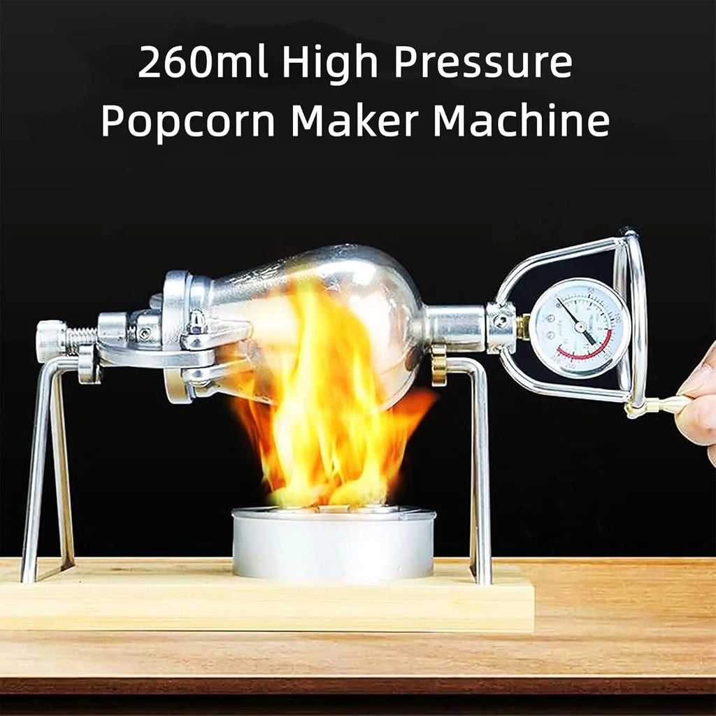 Retro maszyna do popcornu z miernikiem - maszyna do popcornu z korbką, mini popcorn ze stali nierdzewnej - na imprezę domową, mała 100 ml ，Maszyna do popcornu(Large 260ml)