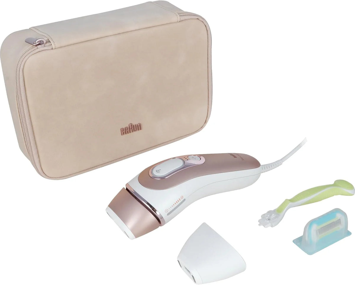 Braun Smart IPL Skin i·expert, usuwanie włosów w domu, darmowa aplikacja, torba do przechowywania, golarka Venus, 2 nasadki, PL7147