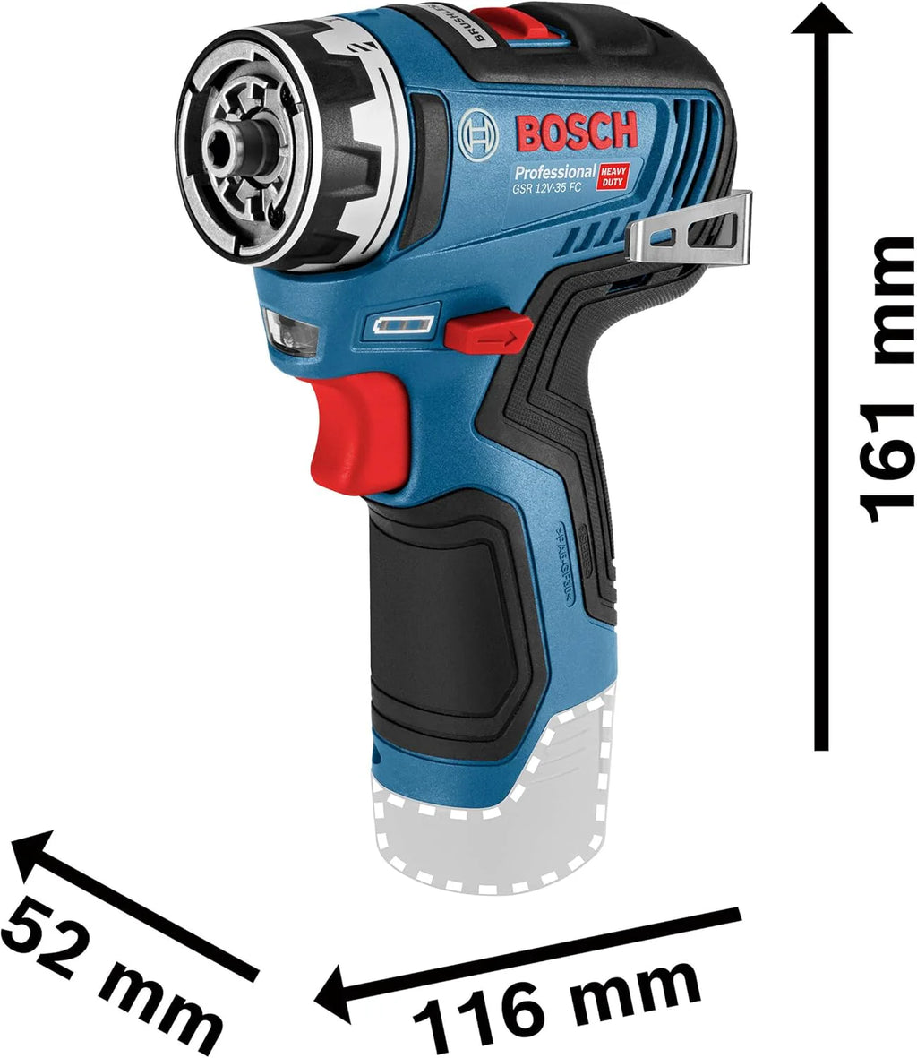 Bosch Professional GSR 12 V-35 FC Wiertarka Akumulatorowa 12V z 2 Akumulatorami 3,0 Ah, Ładowarka GAL 12 V-40, 2 Nasadki FlexiClick, zestaw akcesoriów, w L-BOXX – Ekskluzywna