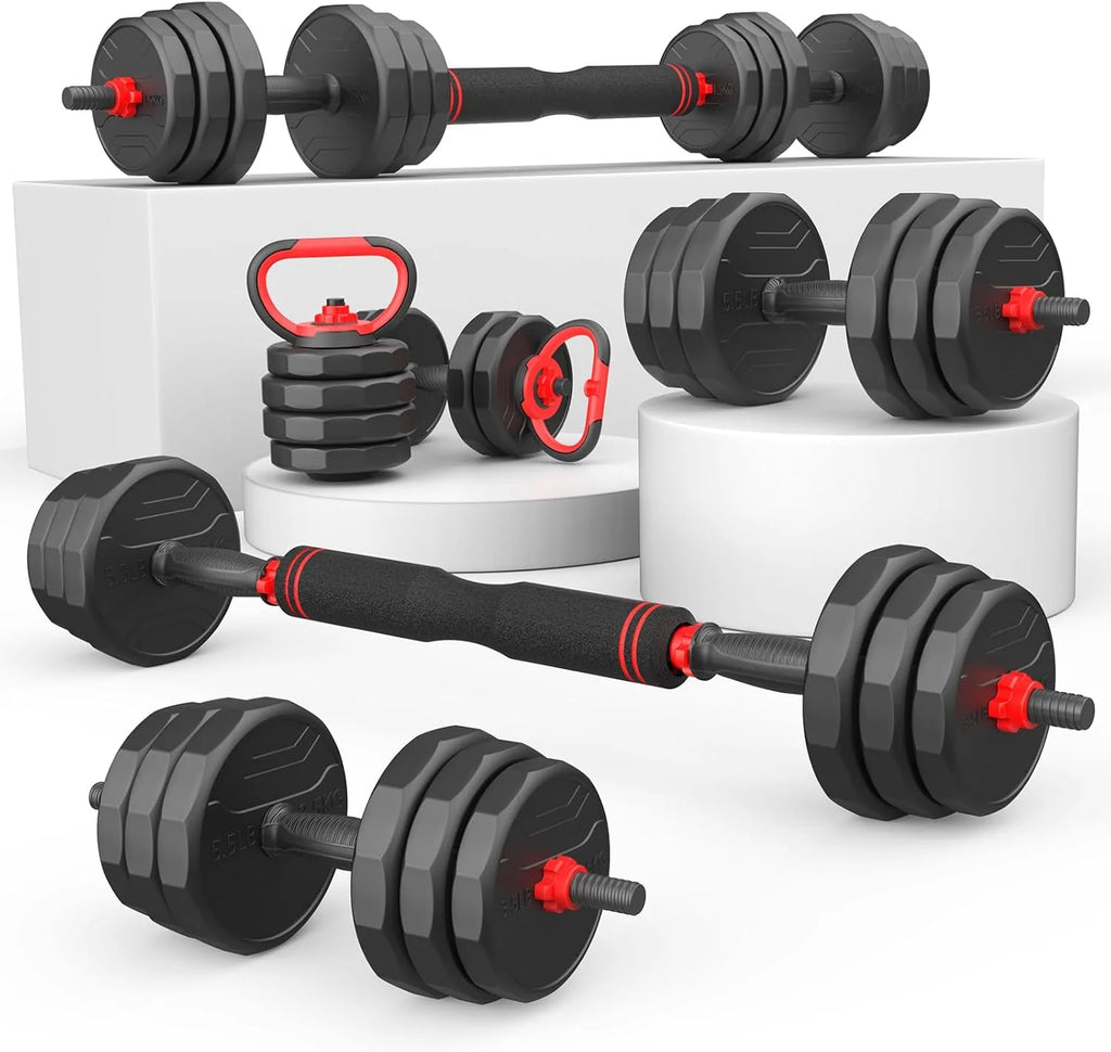 UKEEP Regulowany zestaw hantli, zestaw hantli 55/70/40.8 kg ze złączem, zestaw hantli 3 w 1 używany jako sztanga, kettlebell, ćwiczenia fitness do domowej siłowni odpowiednie dla mężczyzn/kobiet