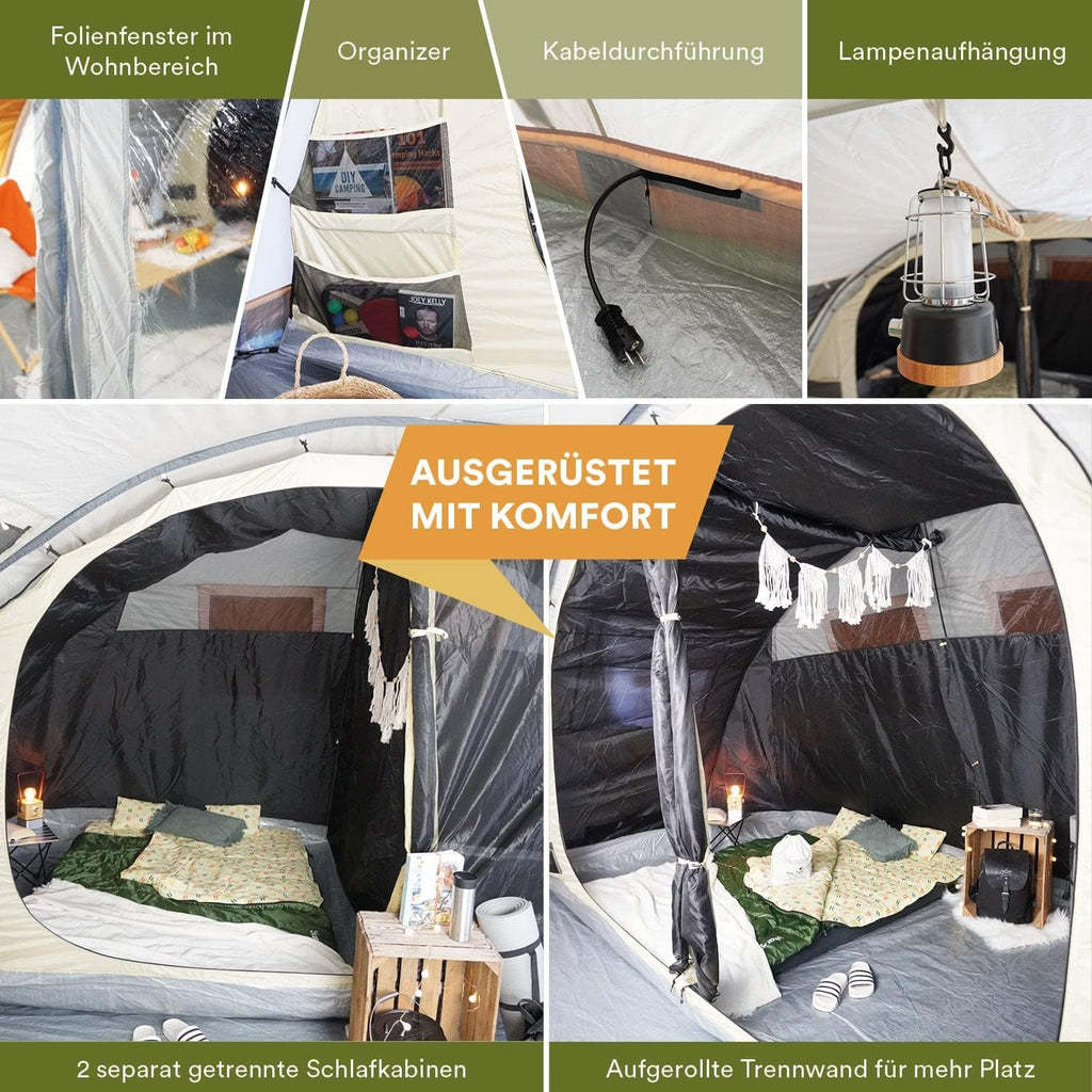 Skandika Gotland 6 Protect namiot tunelowy | Namiot rodzinny dla 6 osób z wszytą podłogą, z technologią Sleeper/bez, wodoszczelny, rozkładana kabina | namiot kempingowy
