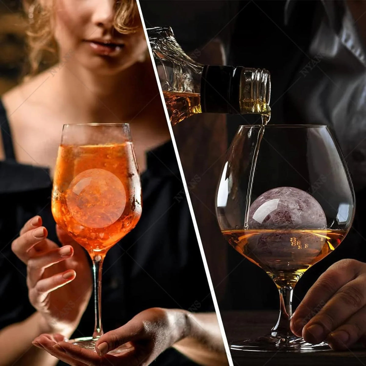 Kostkarka do lodu do whisky, sferyczna kostkarka do lodu z funkcją samoczyszczenia, zapewnia 42 przezroczyste kulki lodu dziennie do domu lub baru