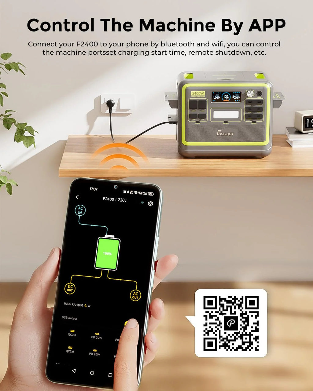 FOSSIBOT-Polska F2400 przenośna stacja zasilania, Generator solarny 2048 Wh LiFePO4 akumulator zapasowy z wyjściami 2400 W AC Z kontrolą APP