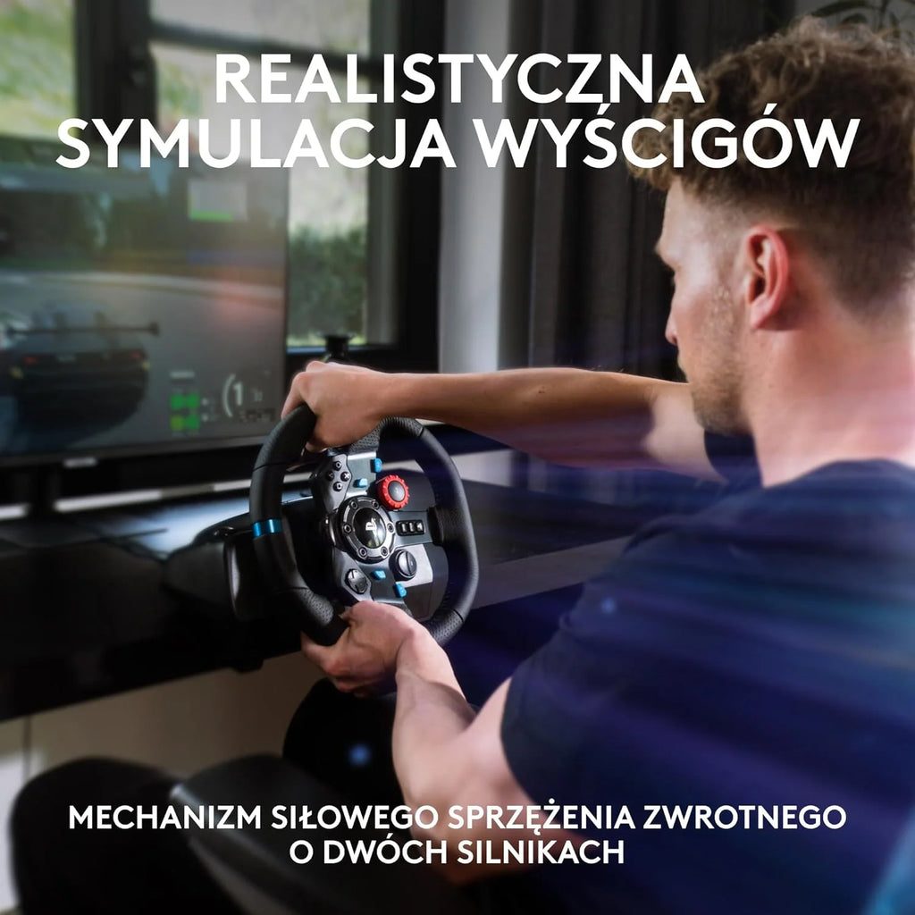 Logitech G G29 SE Driving Force, kierownica i pedały wyścigowe, siłowe sprzężenie zwrotne, prawdziwa skóra + Driving Force Shifter, dźwignia zmiany biegów - do konsol PS5, PS4 i PC/Mac - Czarny
