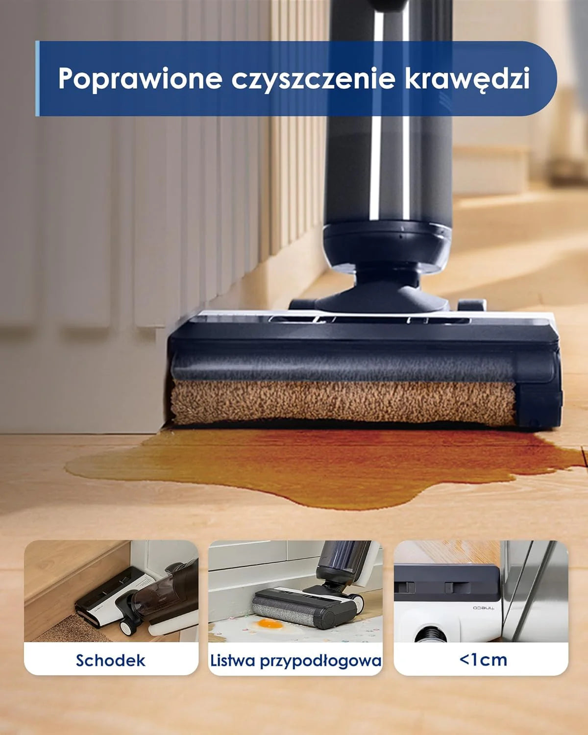 Tineco FLOOR ONE S5 Inteligentny bezprzewodowy odkurzacz na mokro i na sucho i mop do twardych podłóg, cyfrowy wyświetlacz, długi czas pracy, doskonały do lepkiego bałaganu i sierści zwierząt