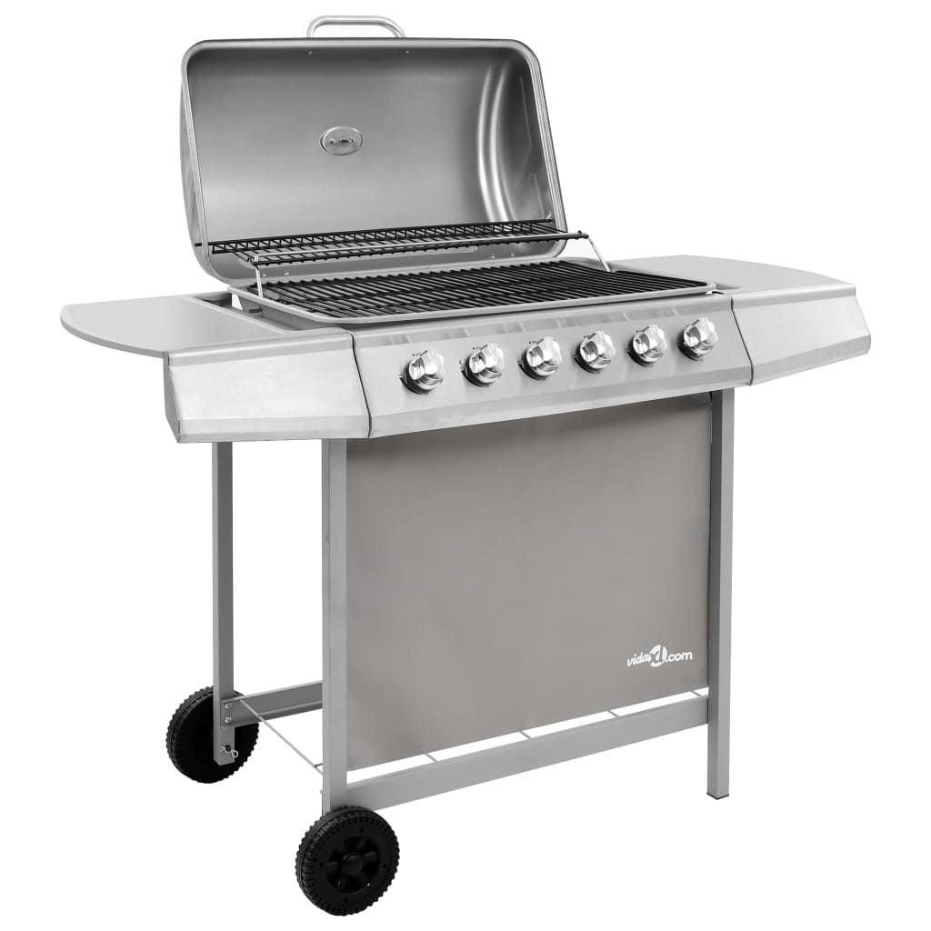 Grill gazowy Vidaxl 6-palnikowy, srebrny