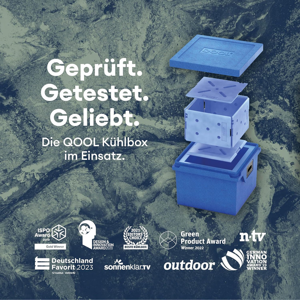 QOOL Lodówka podróżna 43 l, Made in Germany, zaawansowana technologia, bez prądu, samodzielna do 10 dni, do chłodzenia lub zamrażania