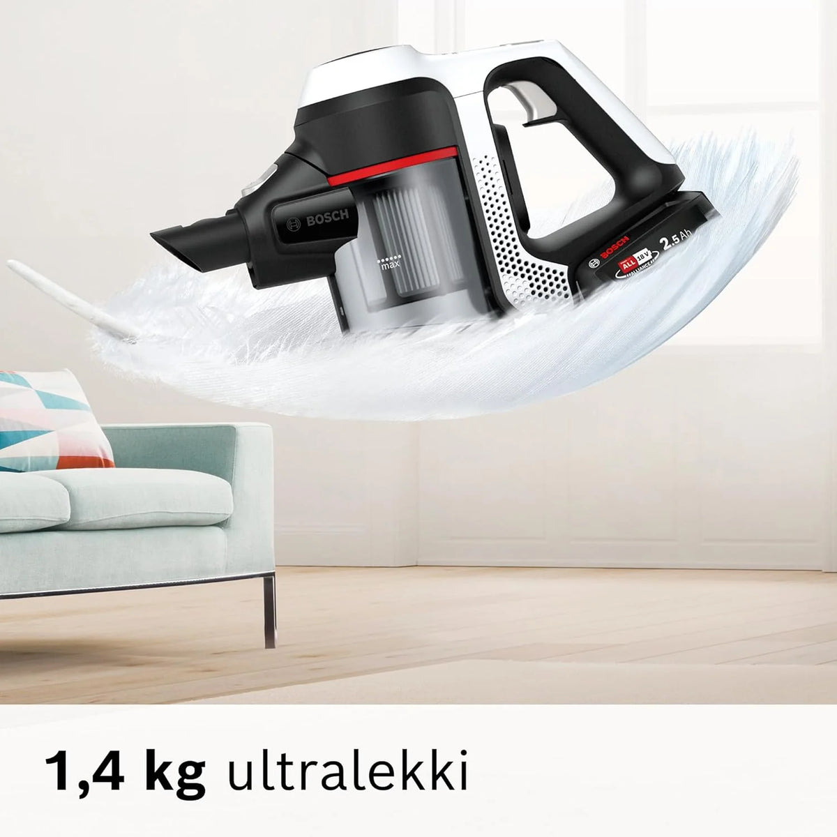 Bosch Akumulatorowy odkurzacz Unlimited seria 6 BKS6111P, bezprzewodowy odkurzacz ręczny, bezworkowy, lekki, higieniczny filtr, wysoka moc ssania, długi czas pracy, ssawka szczelinowa, wszystkie
