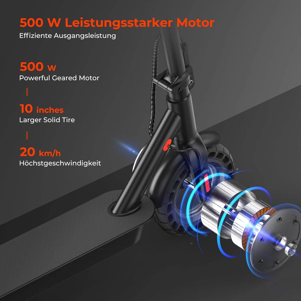 Skuter elektryczny z ABE do US 40 km zasięgu, z oponami o strukturze plastra miodu 10 cali, podwójny system hamowania i podwójne zawieszenie, 20 km/h, dla mężczyzn i kobiet