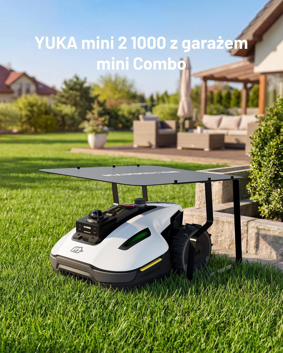 Mammotion YUKA 2000 Kosiarka Automatyczna z zamiatarką, Zalecane 2000 m², maks.2400 m²,i Nachyleniu 45%, UltraSense AI Vision do Auto-Mapowania Wysokość Koszenia 20-90mm Szerokość Koszenia 320mm