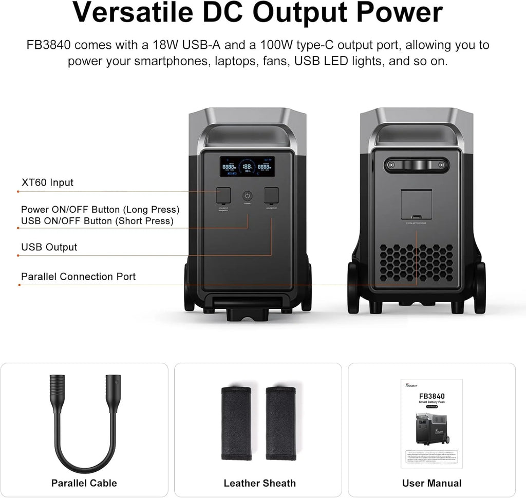 FOSSiBOT F3600 Pro Generator z panelem solarnym 420 W, przenośne zasilanie LiFePO4 3840 Wh, 3 x 230 V AC 3600 W (szczyt 7200 W), generator burzowy, oświetlenie LED do biwakowania, kampera, awarii