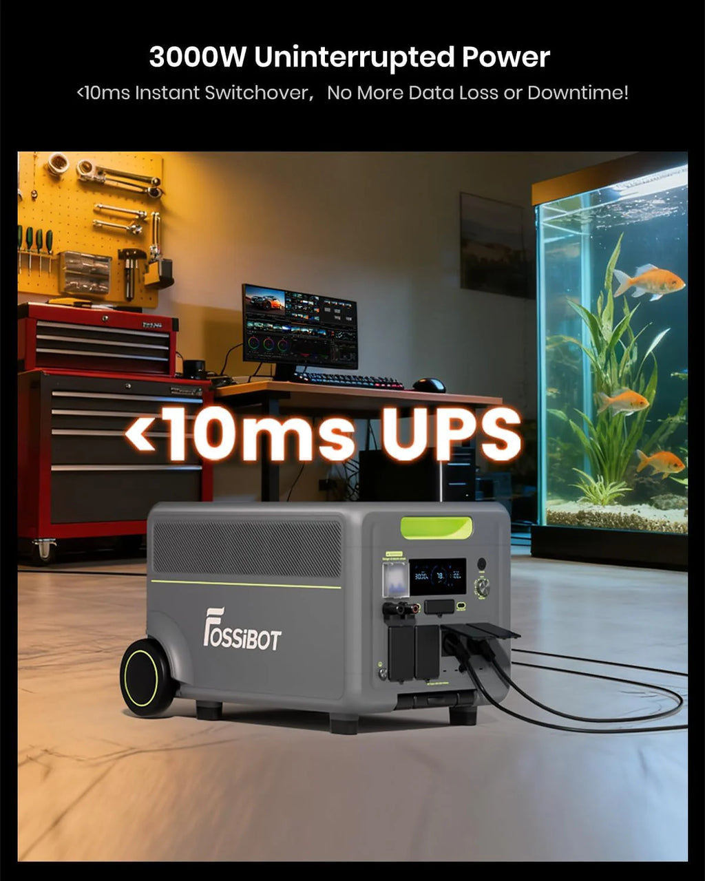 FOSSiBOT - POLSKA F2400, Przenośna stacja zasilająca 2048 Wh/2400W LiFePO4 UPS Generator słoneczny, 5-letnia gwarancja