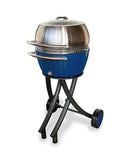 LotusGrill Zestaw grilla ogrodowego XL, kolor limonkowy – grill na kółkach z pokrywą XL ze stali nierdzewnej (ciemnoniebieski)