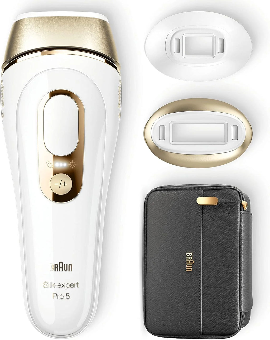 Braun IPL Silk Expert Pro 5 urządzenie do usuwania włosów dla kobiet/mężczyzn, trwale widoczne usuwanie włosów, z kieszenią, alternatywa do laserowego usuwania włosów, prezent dla kobiet, PL5140, białe/złote