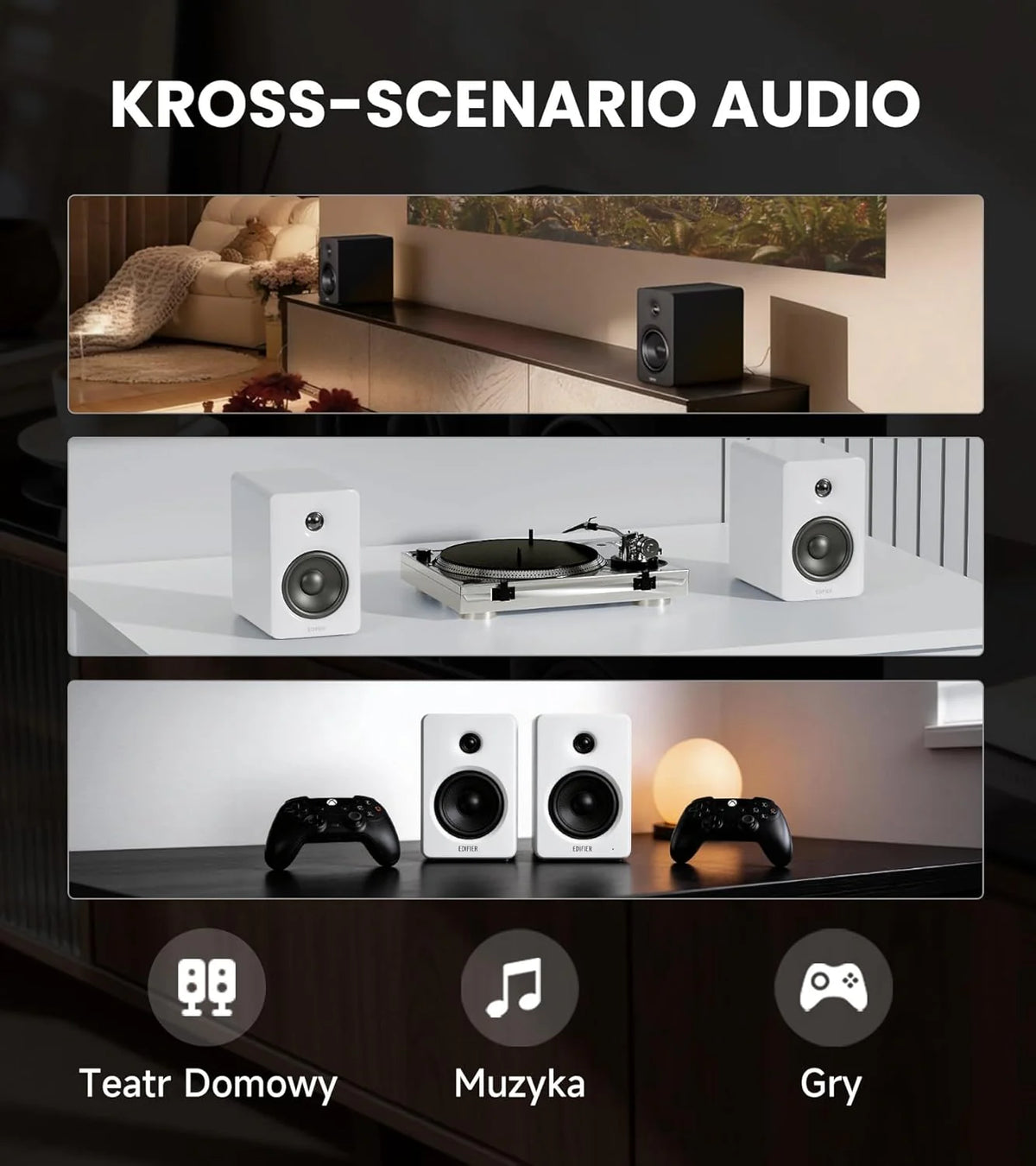 Edifier M90 Głośniki półkowe, 100W RMS Lauta Stacjonarne, Hi-Res Audio, LDAC, Bluetooth 6.0 Lauta Kompaktowe, HDMI eARC/USB-C/AUX Wejście, SUB OUT Lauta Zasilane, Stereokontrolka do TV/PC - biały
