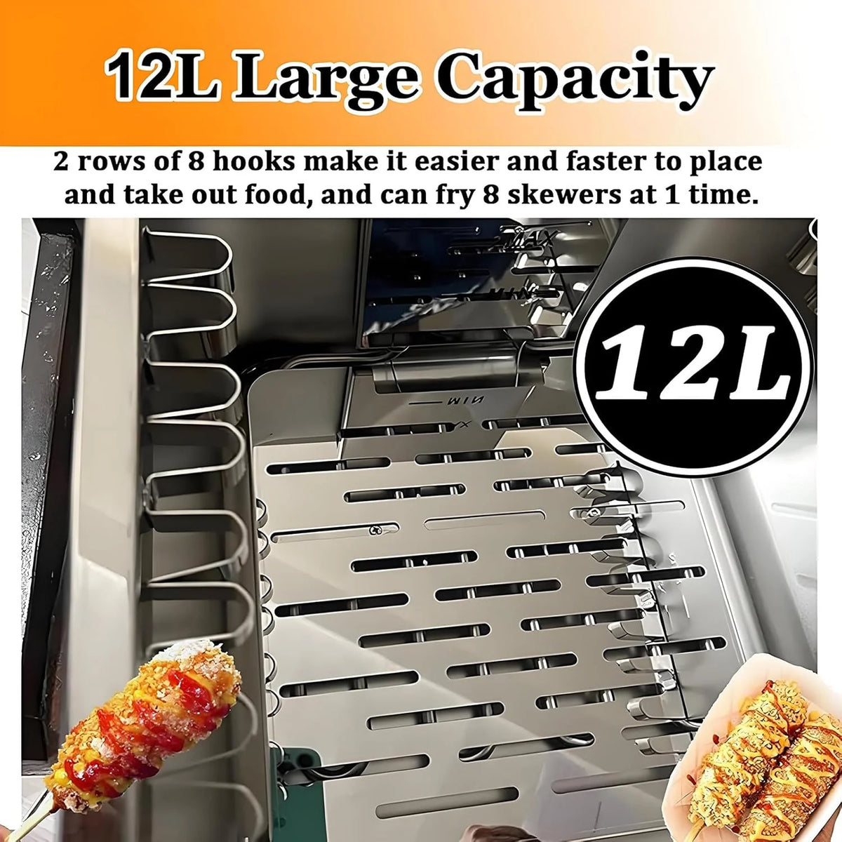 Frytkownica Elektryczna 1900 W - Frytkownica Do Serowych Paluszków Do Hot Dogów - Kuchenka Do Grillowania Kiełbasek - Frytkownica Do Kukurydzy 12 L - Producent Przekąsek