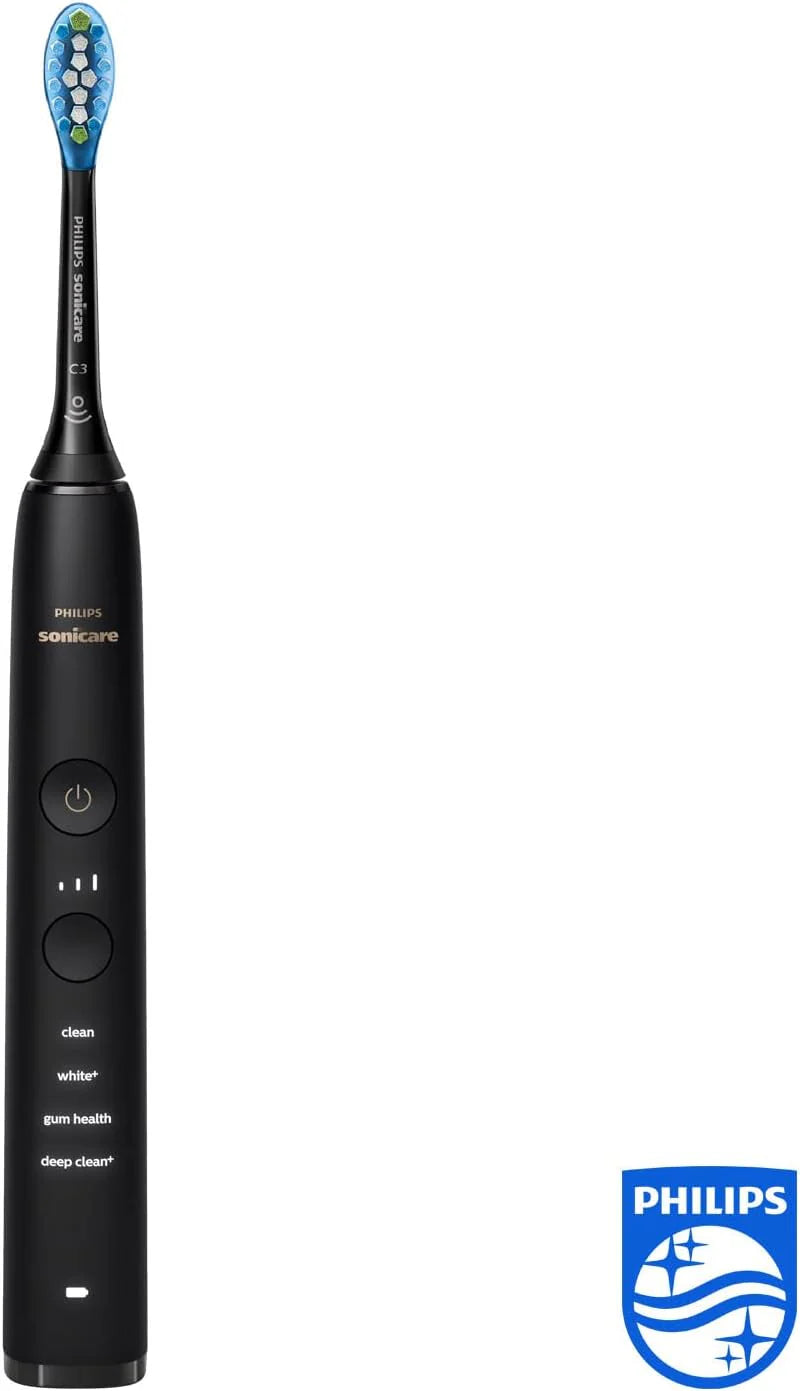 Philips Sonicare DiamondClean 9000, elektryczna szczoteczka soniczna z aplikacją, czujnik nacisku, szklanka do ładowania, kolor czarny i różowe złoto, podwójne opakowanie, model HX9914/57