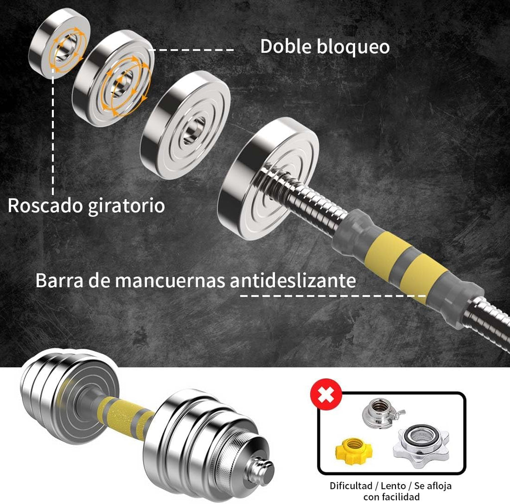 PHOEROS Zestaw regulowanych hantli 20/30/40kg,krótkie hantle długie hantle kettlebell 3 w1,para stalowych hantli z drążkiem łączącym do fitnessu,treningu w domu,sprzęt sportowy dla kobiet i
