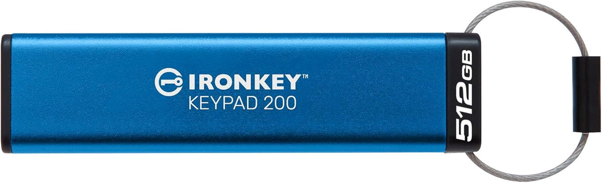Kingston Klawiatura IronKey 200 typu A szyfrowana sprzętowo pamięć flash USB FIPS 140-3 poziom 3 (w toku) z 256-bitowym szyfrowaniem sprzętowym XTS-AES - IKKP200/512GB