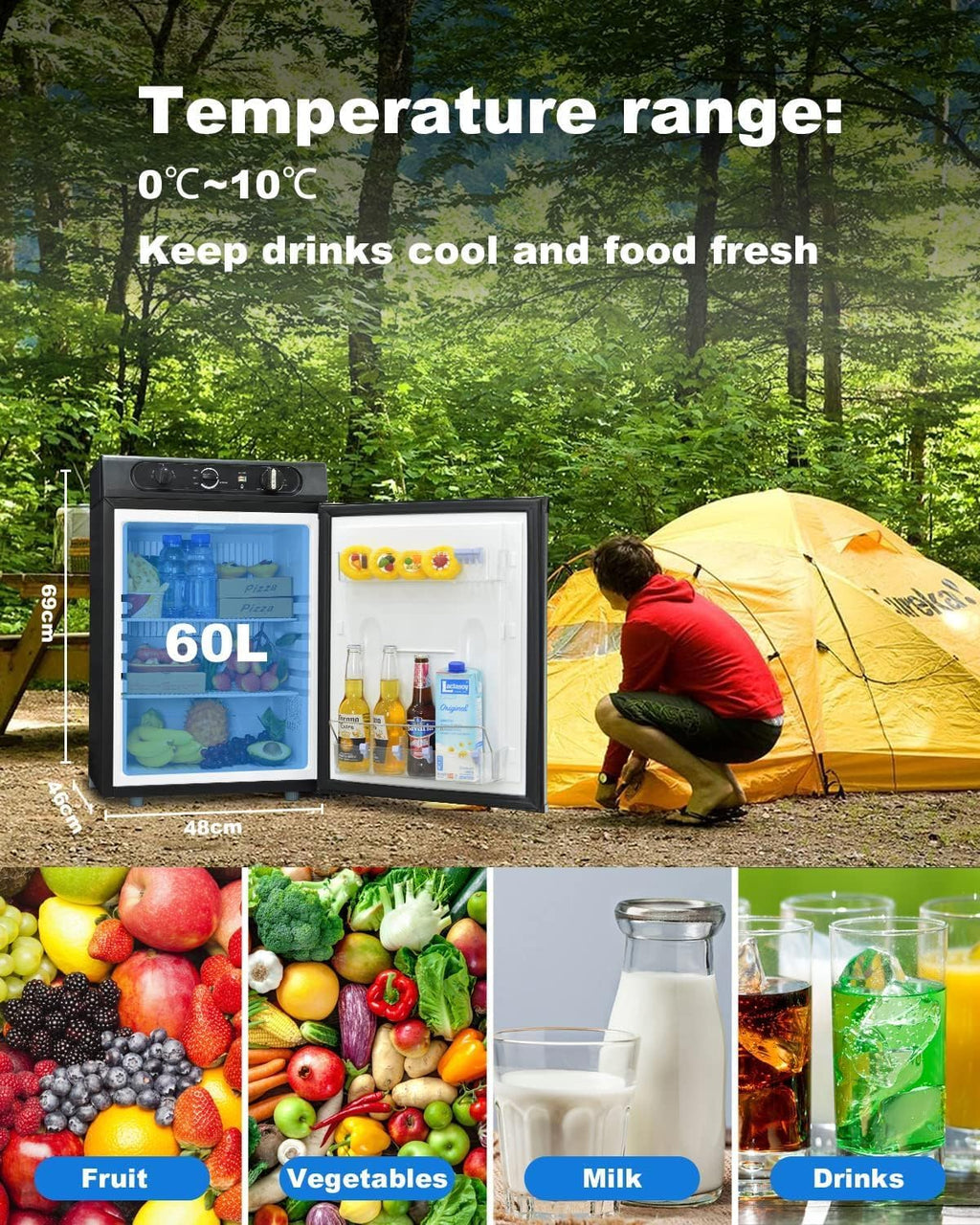 Lodówka Trimixte 60L Lodówka Camping Gaz 12V 220V