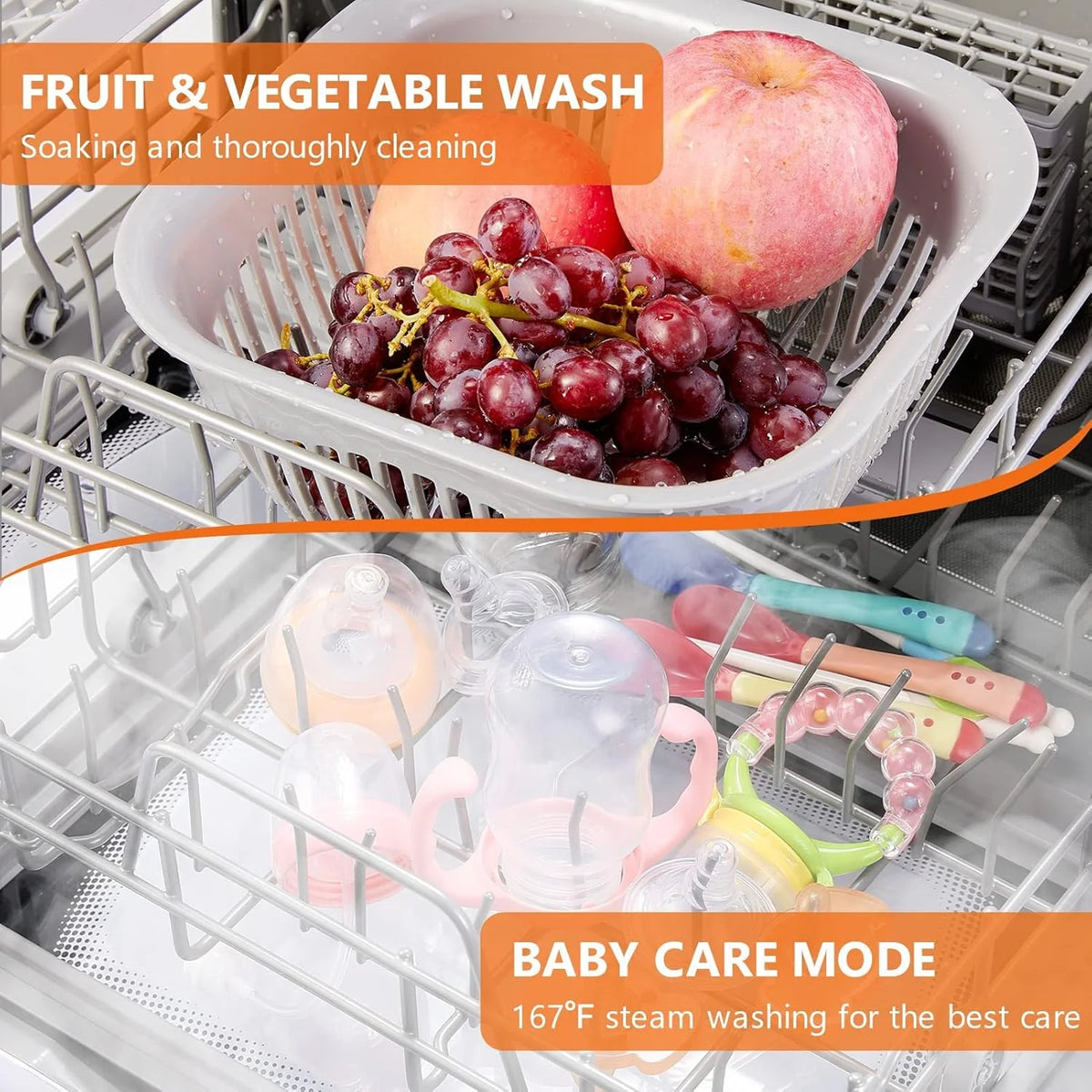 Mini Tabletop Dishwasher, Portable Compact Dishwasher, with High Temperature Disinfection, Touch Control, Auto-drying, Baby Care Fruit Wash Dishwasher, for Home Kitchen