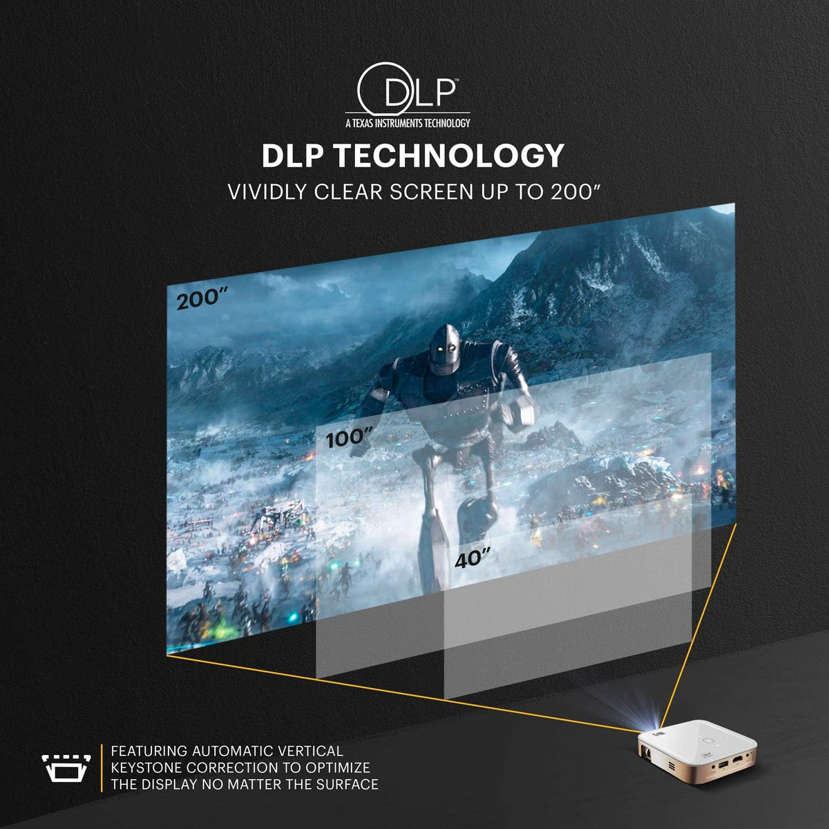 KODAK Luma 150 Przenośny projektor bezprzewodowy - Wideo i dźwięk 4K - 150 lumenów - Ekran 380 cm - HDMI, USB, Micro SD