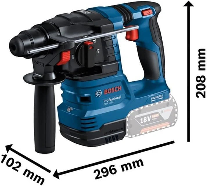 Bosch Professional system 18V: akumulatorowy młot udarowo-obrotowy GBH 18V-22 (SDS plus, idealny do wiercenia otworów o średn. 6–10 mm, GDE 18V-12, walizka L-BOXX)