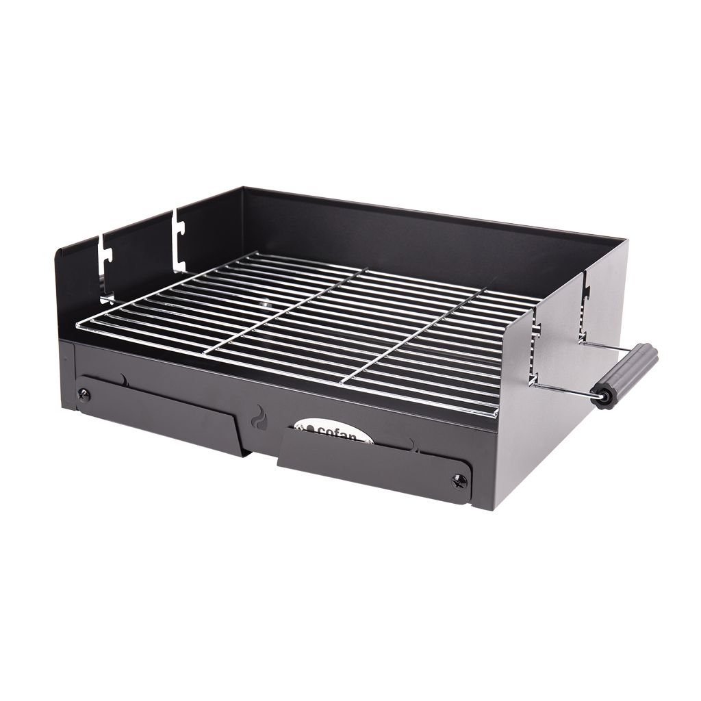 Przenośny grill węglowy Cofan | Grill ze stali chromowanej | Składany grill | Z uchwytami bocznymi | Idealny na kemping, do ogrodu i na patio | Wymiary: 45,5 x 34,5 x 31,5 cm