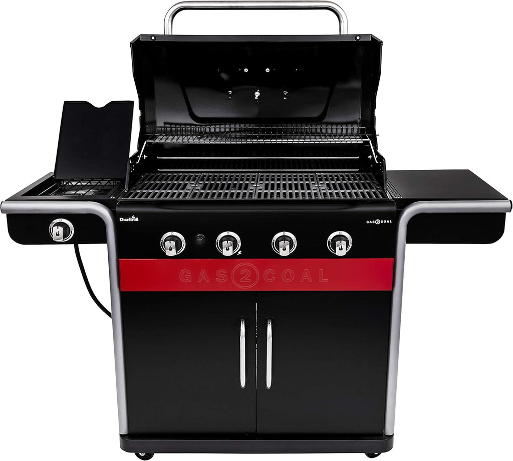 Grill hybrydowy Gas2Coal®: Trzypalnikowy grill gazowo-węglowy, wykończenie w kolorze czarnym.