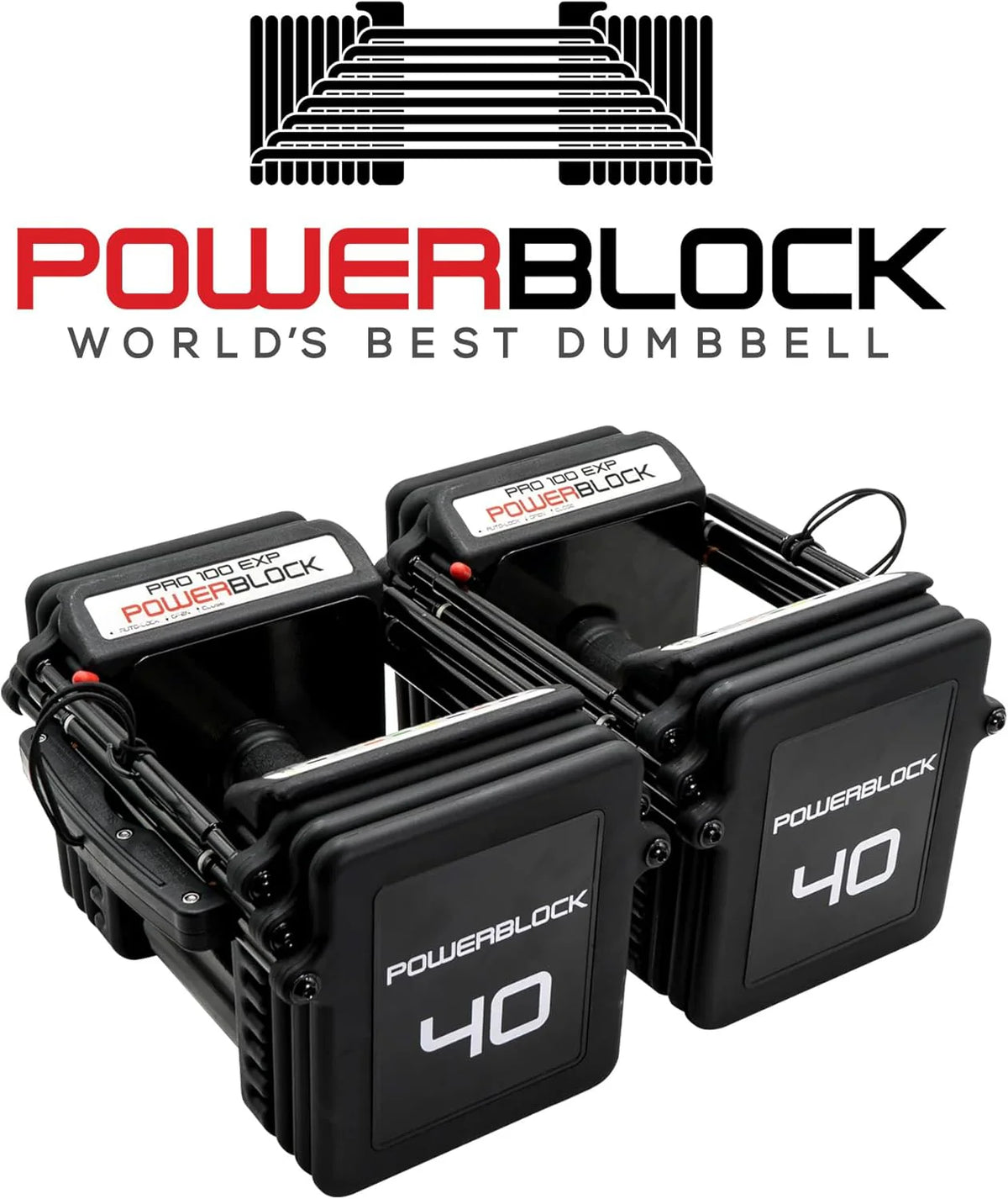POWERBLOCK Pro 100 EXP Stage 1 - Regulowany zestaw hantli - 1-18 kg na hantel - Wytrzymała stalowa konstrukcja, możliwość rozbudowy - Do intensywnego użytkowania