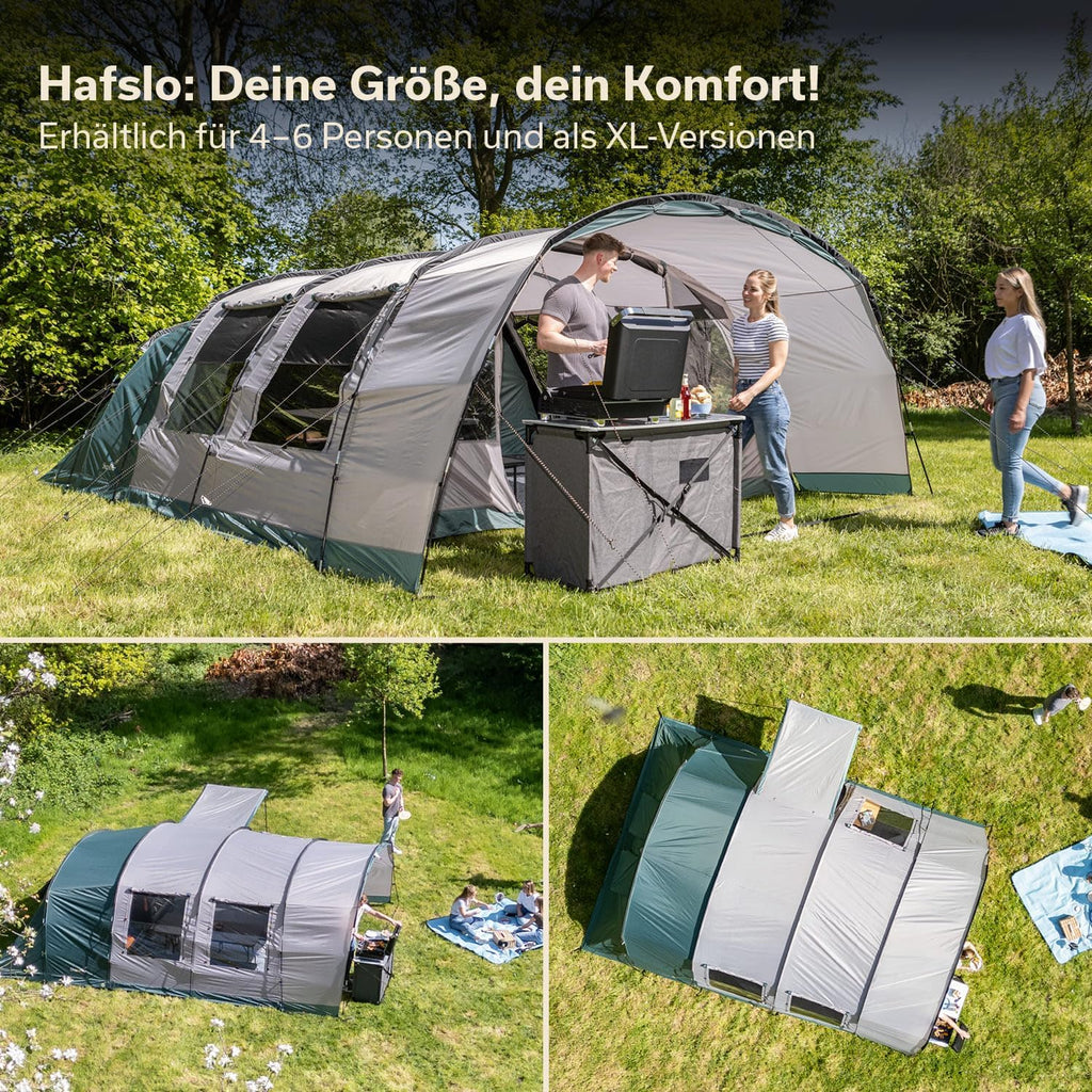 Skandika Namiot tunelowy Hafslo 6 XL Sleeper Protect | namiot kempingowy dla 6 osób, technologia Sleeper, wszyta podłoga namiotu, daszek, słup wody 5000 mm | duży namiot rodzinny, namiot, outdoor
